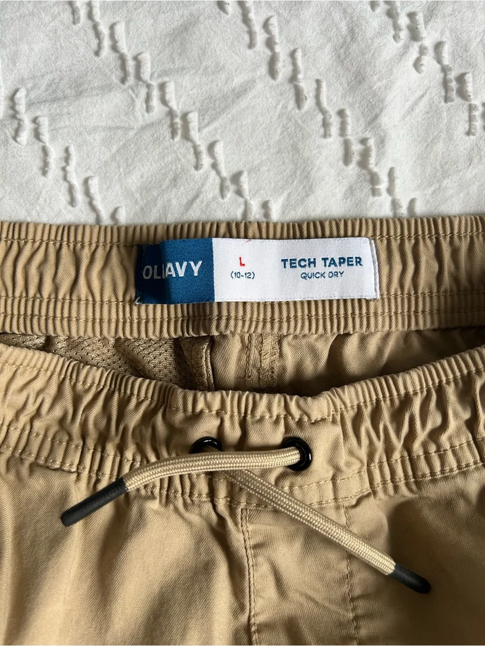 Old Navy Boys Tech Taper Cargo Pants Size L (10-12) Quick Dry Elastic Waist